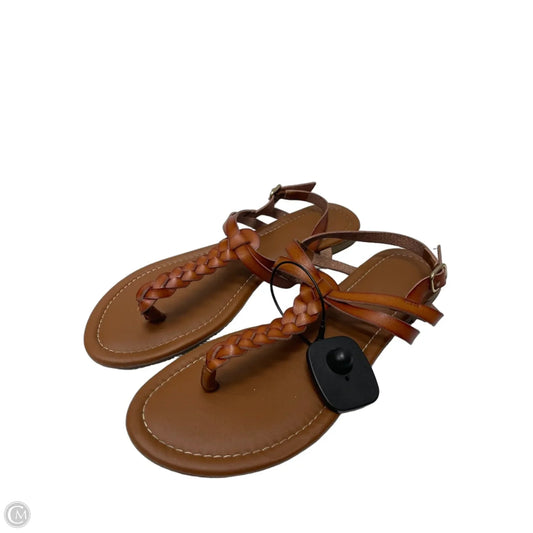 Sandals Flats By Clothes Mentor In Brown, Size: 10