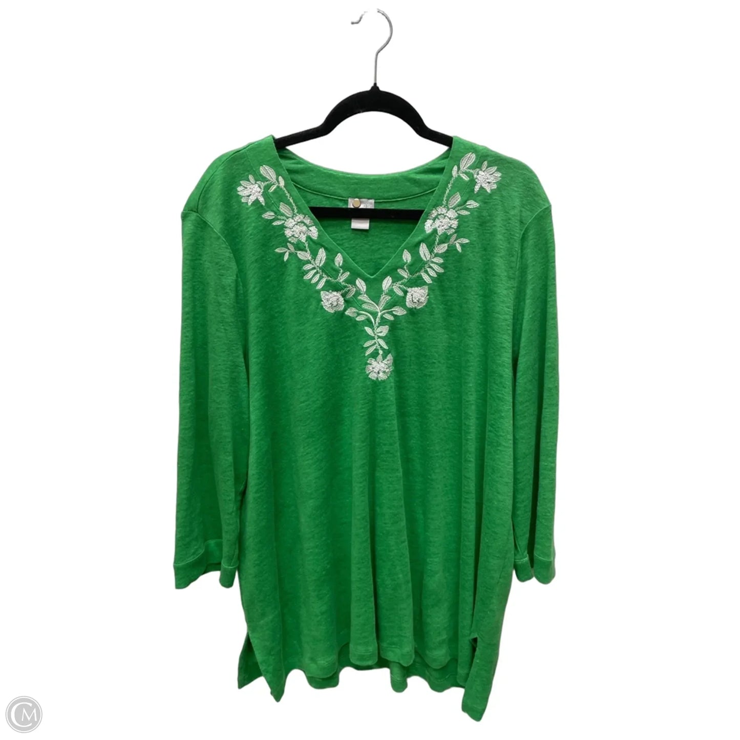 Top Long Sleeve By Chicos In Green, Size: 2x