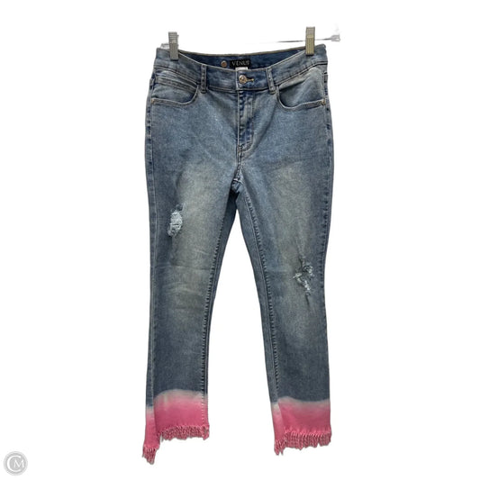 Jeans Straight By Venus In Blue & Pink, Size: 4