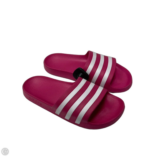 Sandals Flats By Adidas In Pink & White, Size: 8