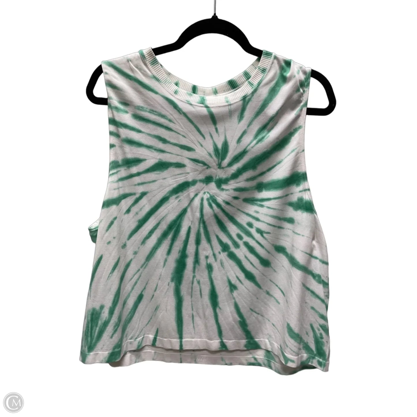 Top Sleeveless By Sage In Green & White, Size: L