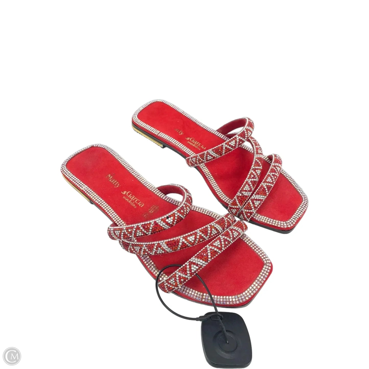 Sandals Flats By Clothes Mentor In Red & Silver, Size: 8