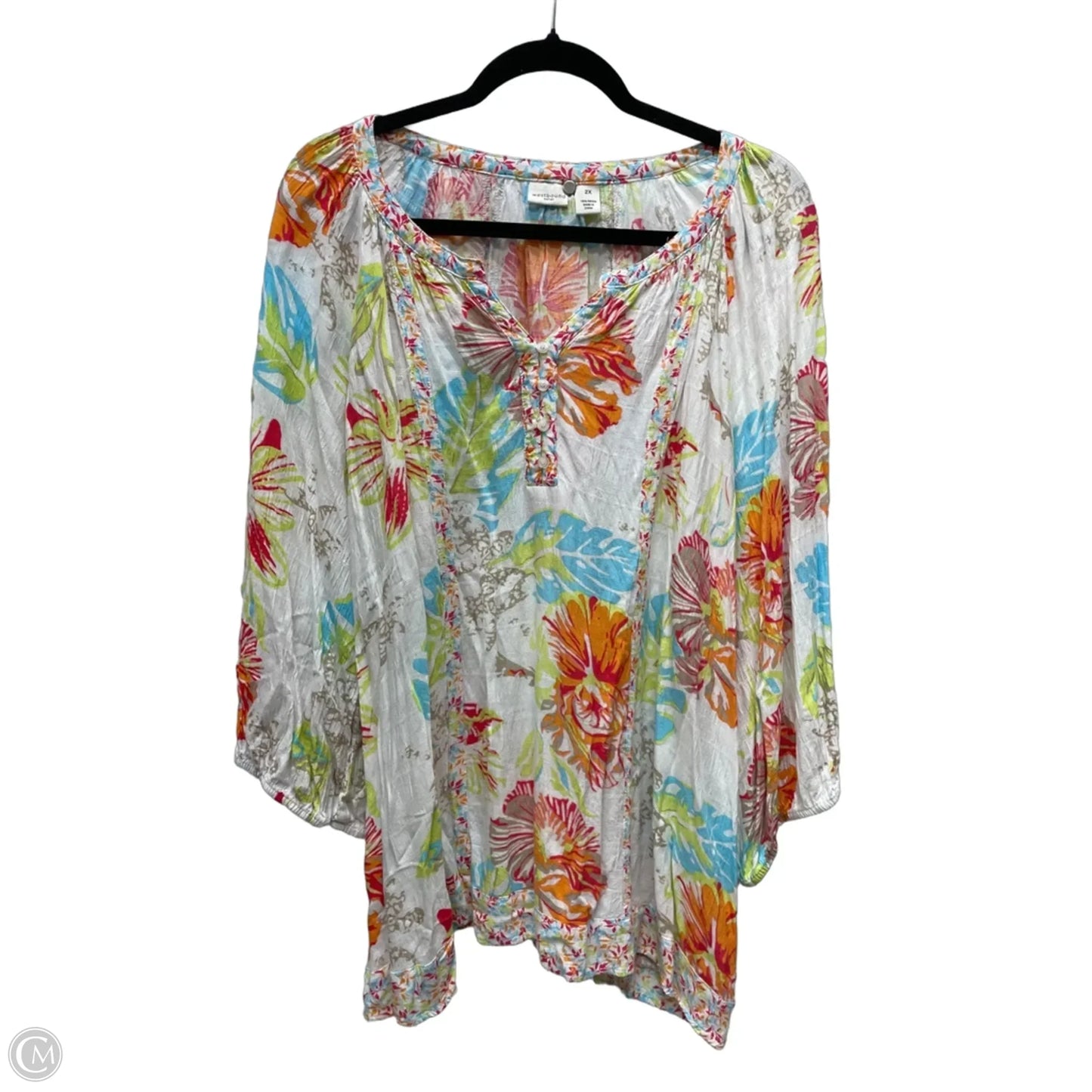 Top Short Sleeve By West Bound In Floral Print, Size: 2x