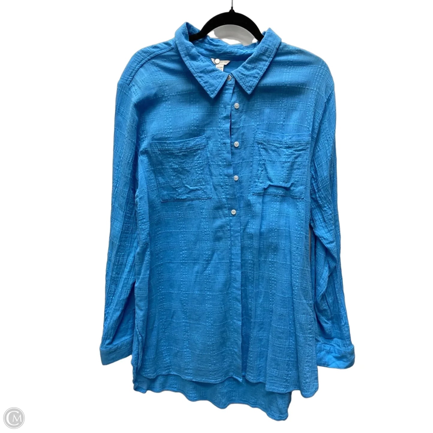 Tunic Long Sleeve By Cato In Blue, Size: 3x