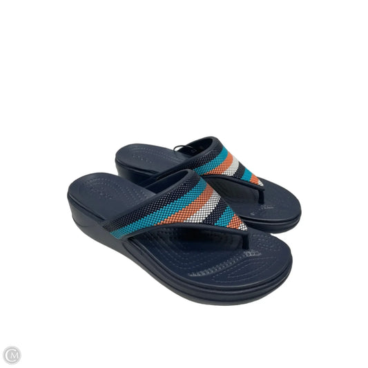 Sandals Heels Wedge By Crocs In Multi-colored, Size: 8