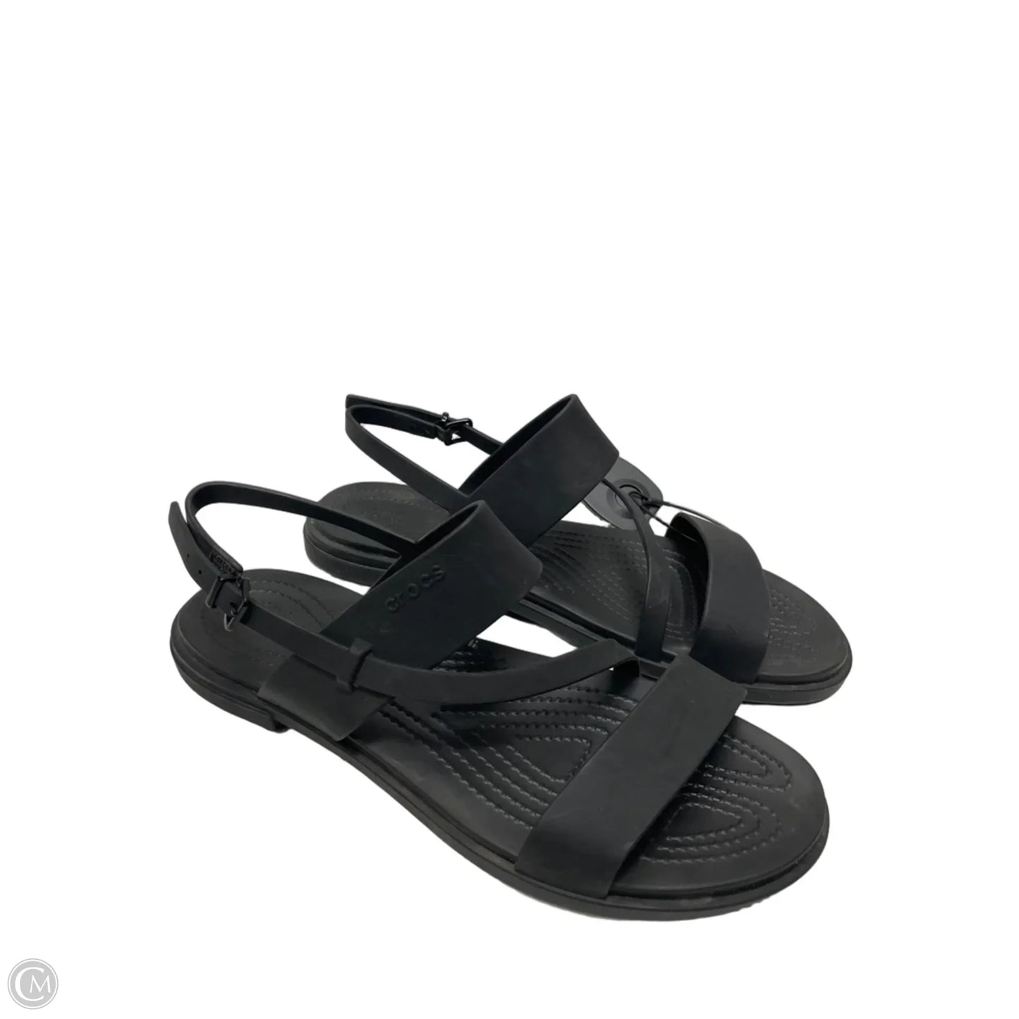 Sandals Flats By Crocs In Black, Size: 10