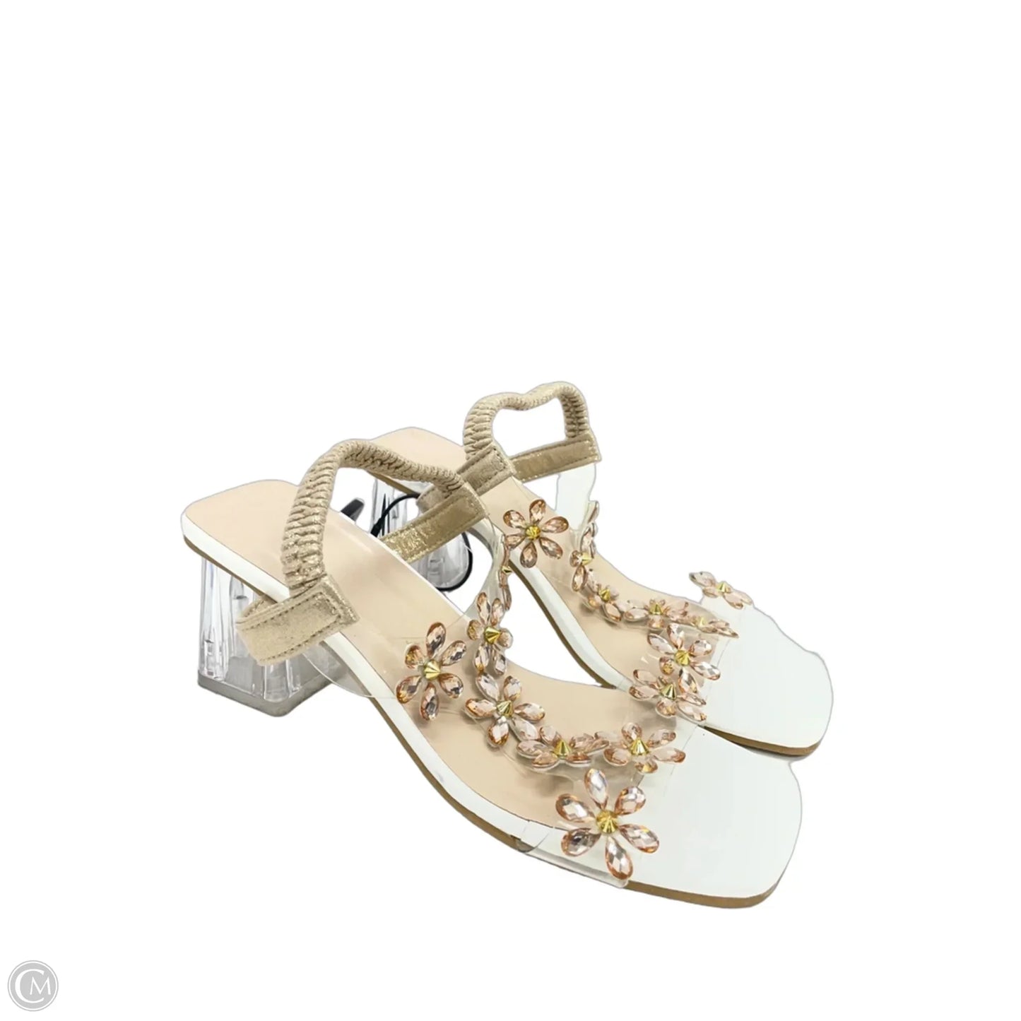 Sandals Heels Block By Clothes Mentor In Clear, Size: 6.5
