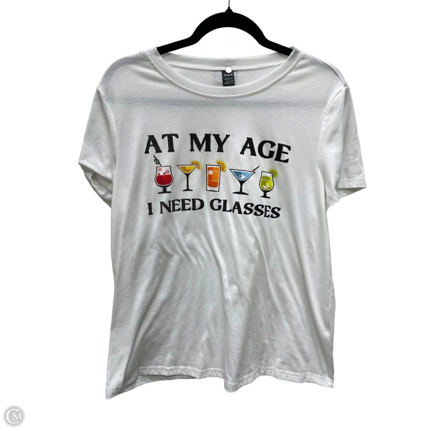 Top Short Sleeve By Shein In White, Size: M