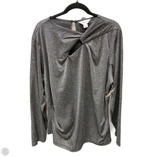Top Long Sleeve By Liz Claiborne In Grey, Size: 2x