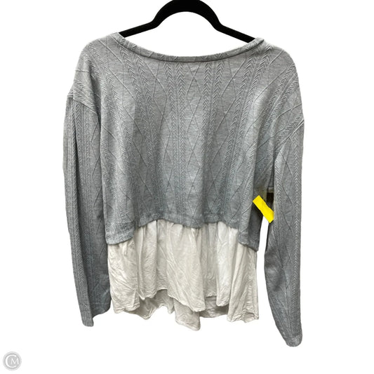 Top Long Sleeve By Maurices In Grey & White, Size: 2x