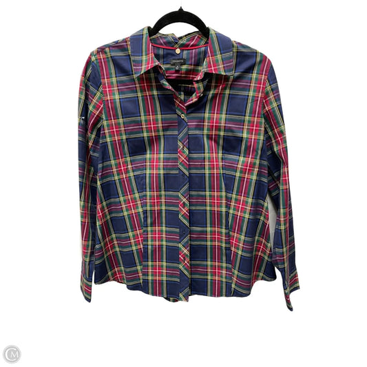Top Long Sleeve By Talbots In Plaid Pattern, Size: M