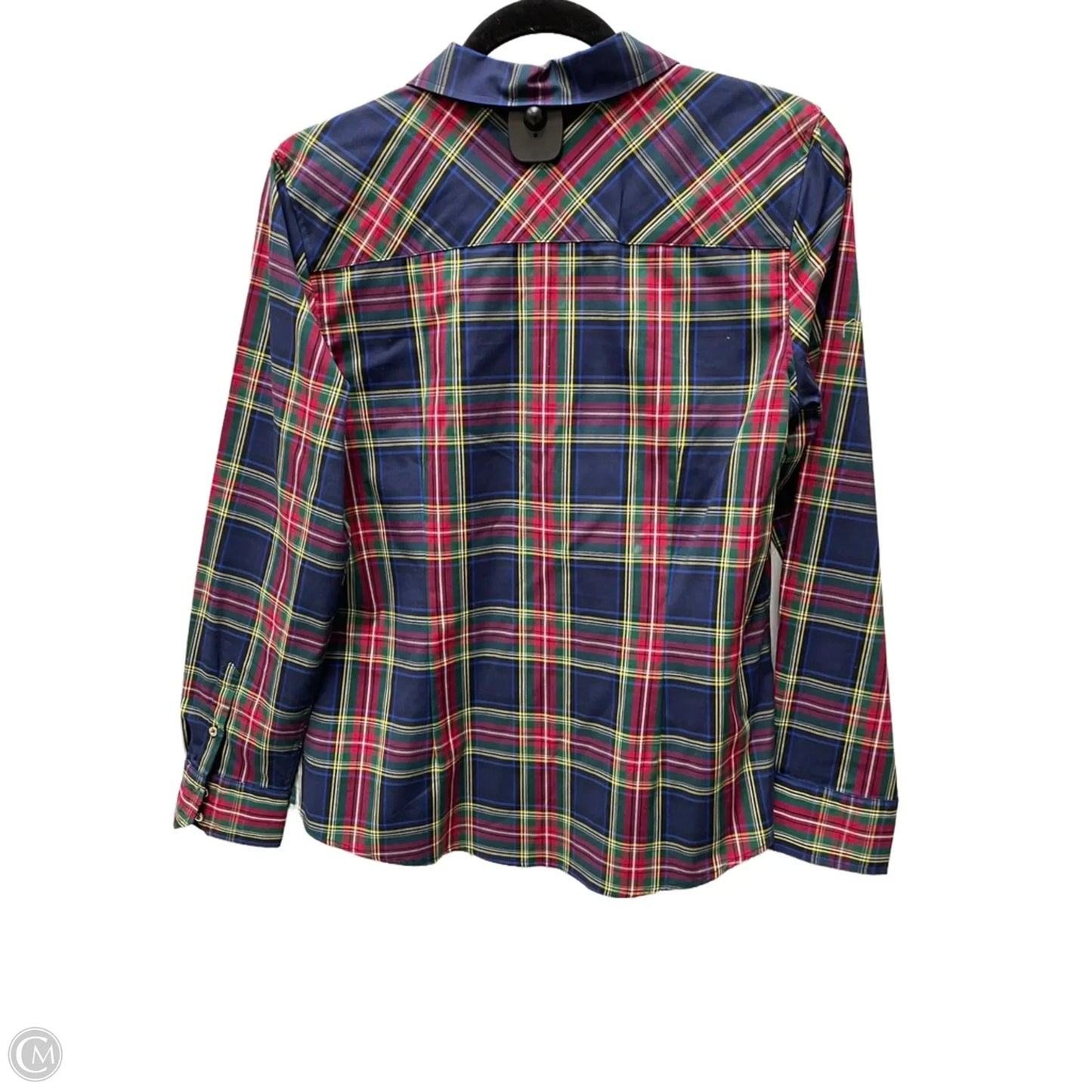 Top Long Sleeve By Talbots In Plaid Pattern, Size: M