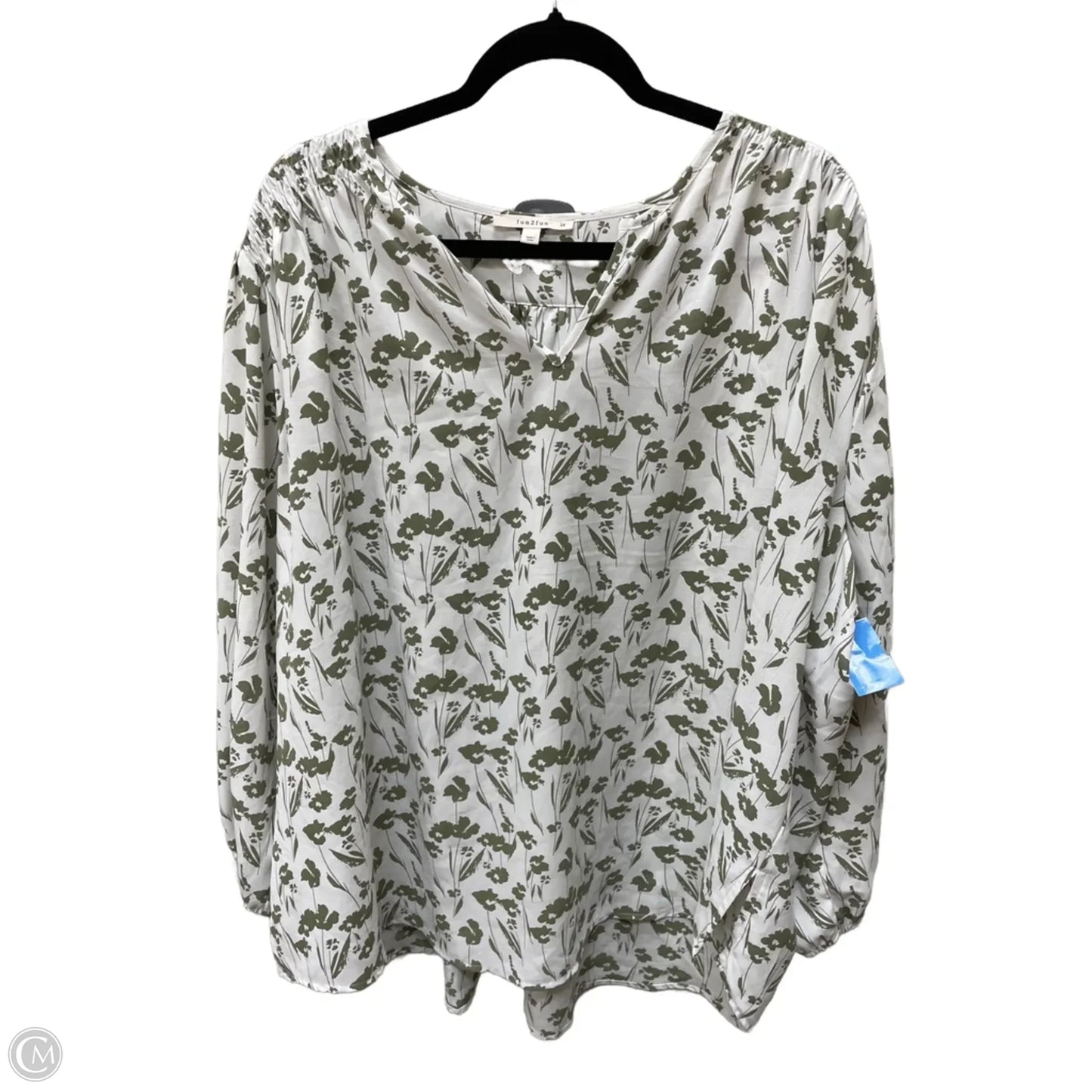 Blouse Long Sleeve By FUN2FUN In Floral Print, Size: 3x