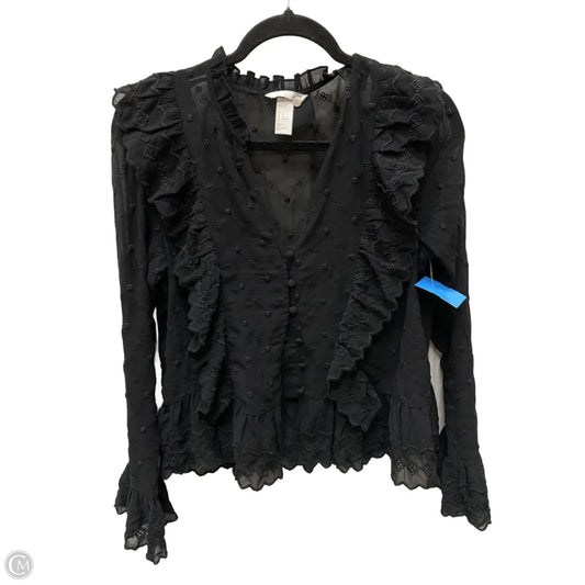 Blouse Long Sleeve By H&m In Black, Size: M