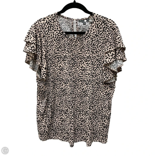 Top Short Sleeve By Adrianna Papell In Animal Print, Size: Xl