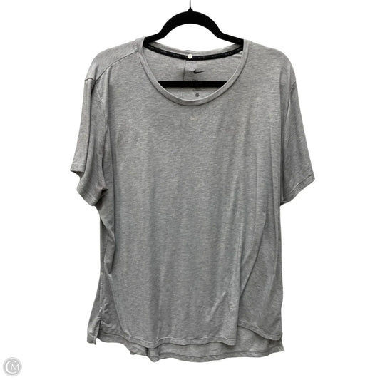 Athletic Top Short Sleeve By Nike In Grey, Size: 2x
