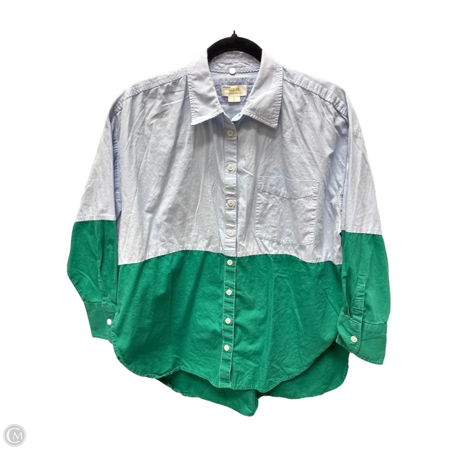 Top Long Sleeve By Maeve In Blue & Green, Size: M