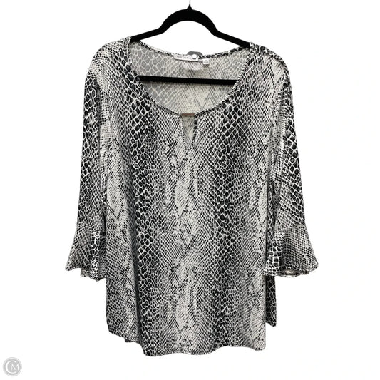 Top Long Sleeve By Notations In Animal Print, Size: 3x