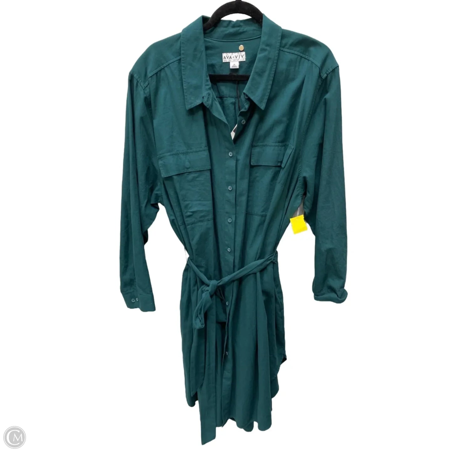 Dress Casual Short By Ava & Viv In Green, Size: 2x