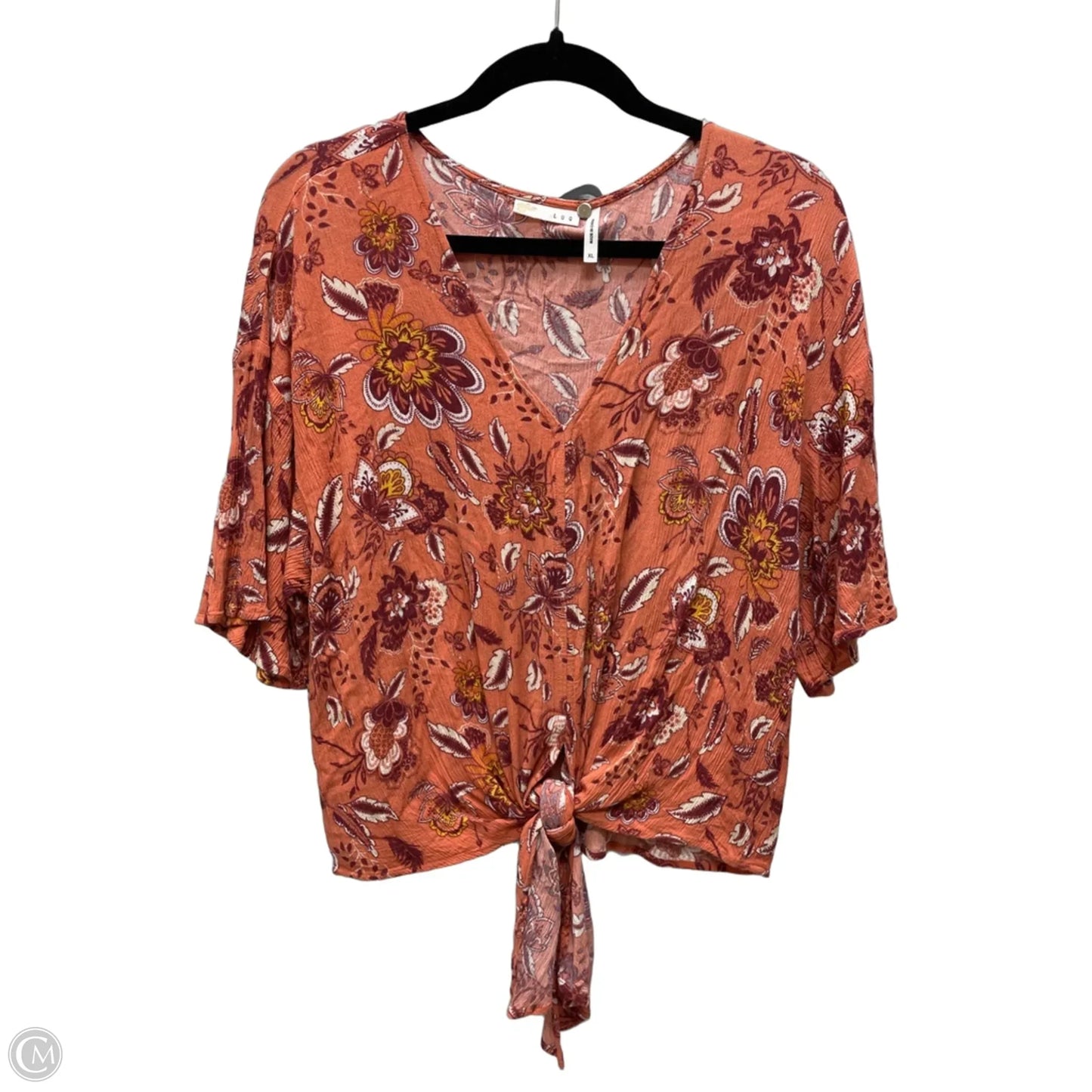 Top Short Sleeve By Clothes Mentor In Floral Print, Size: Xl
