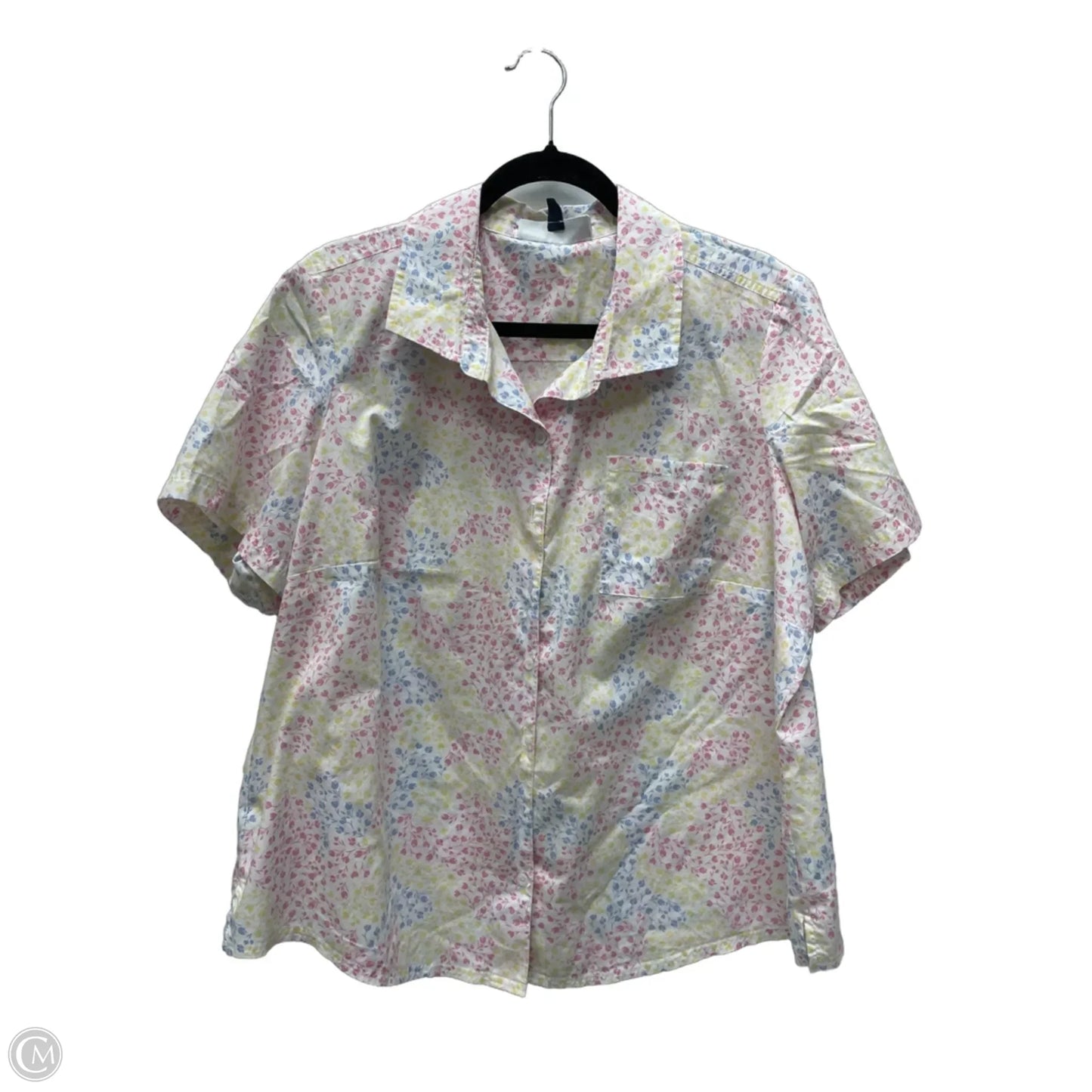 Top Short Sleeve By Karen Scott In Floral Print, Size: 1x