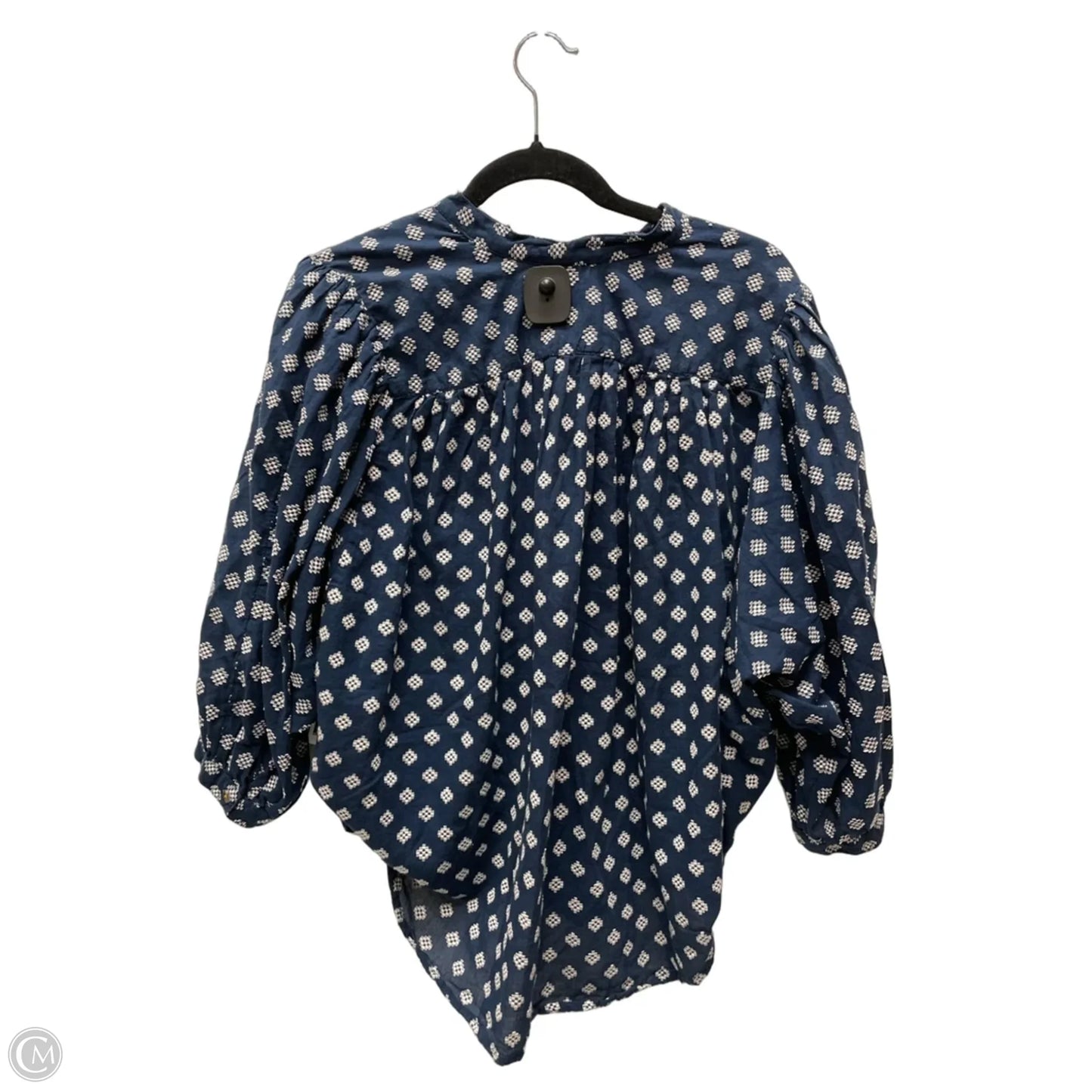 Top 3/4 Sleeve By Anthropologie In Blue & White, Size: M