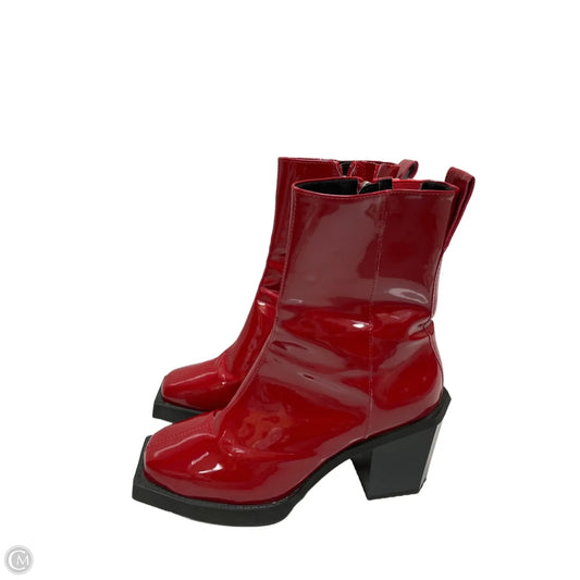 Boots Ankle Heels By Asos In Black & Red, Size: 9