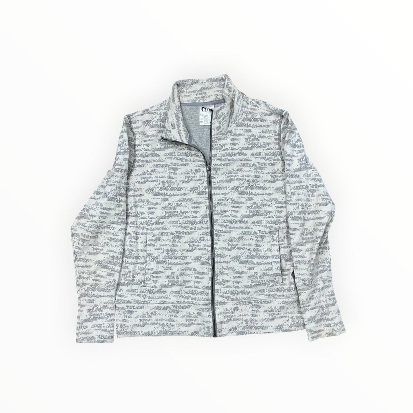 Athletic Sweatshirt Crewneck By Zyia In Cream & Grey, Size:L