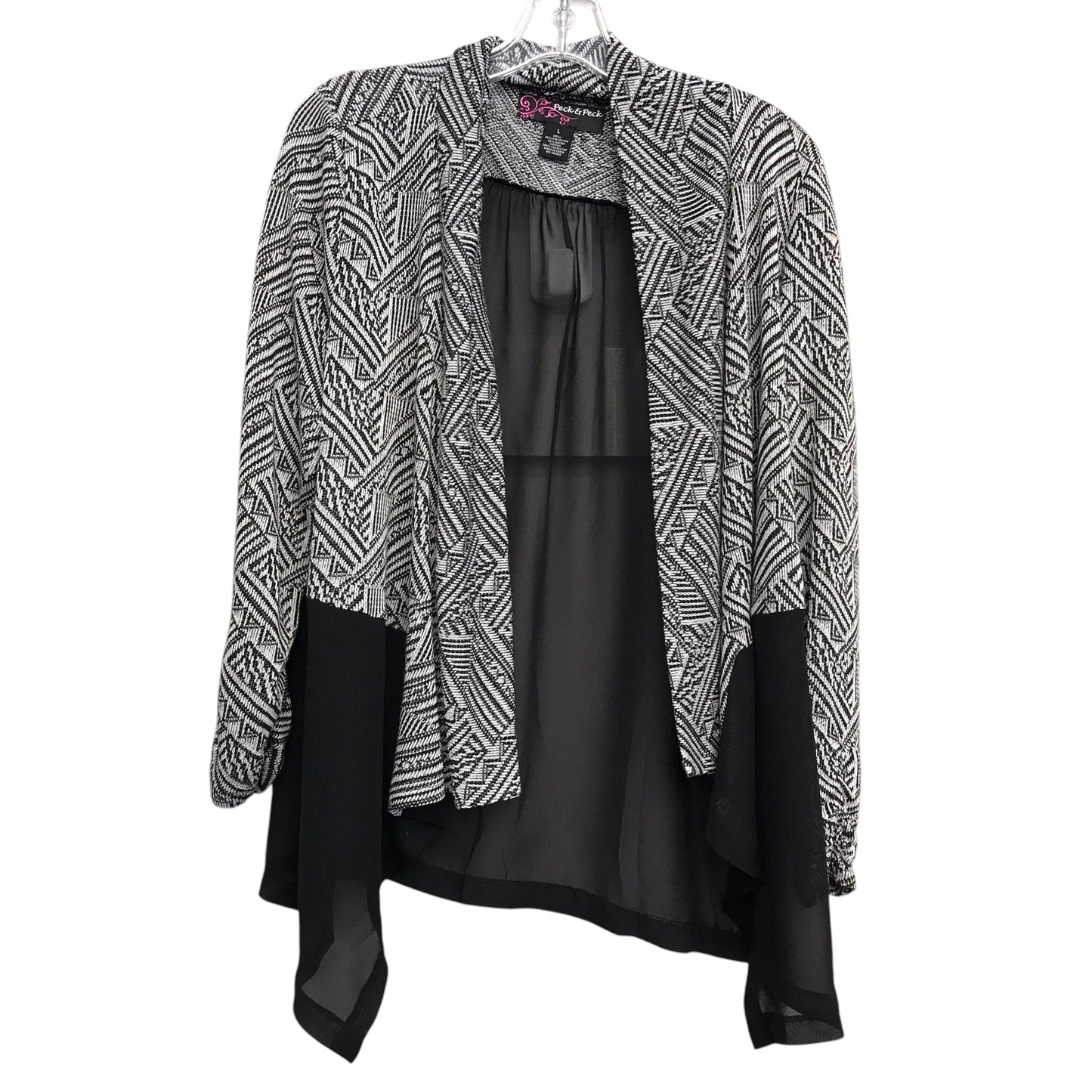 Cardigan By Peck And Peck In Black & White, Size:L