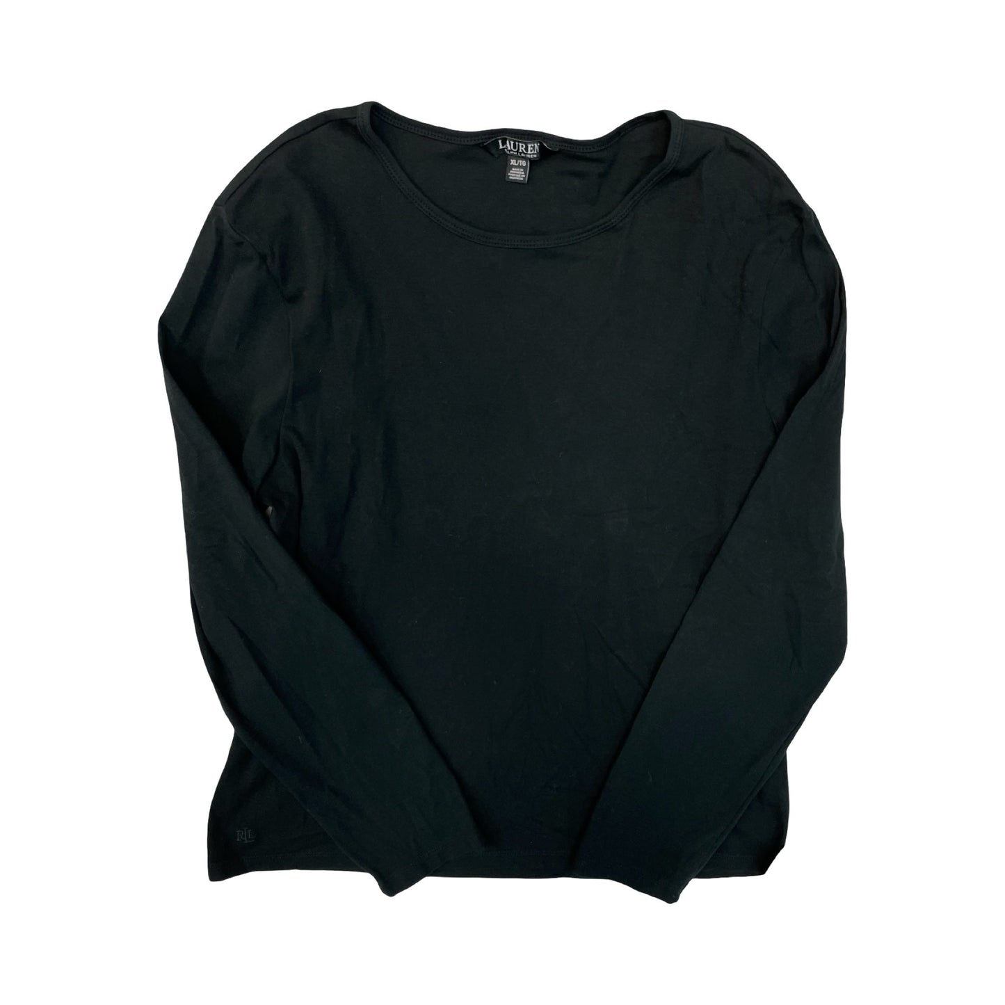 Top Ls Basic By Lauren By Ralph Lauren In Black, Size:Xl