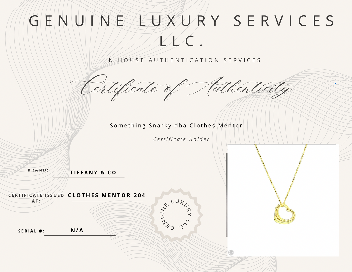 Tiffany & Company 18K Elsa Peretti Open Heart Designer Luxury Necklace