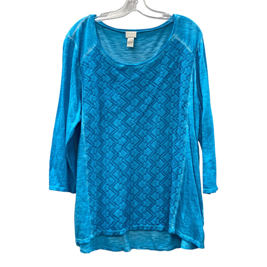 Top 3/4 Sleeve By Chicos In Blue, Size:Xl