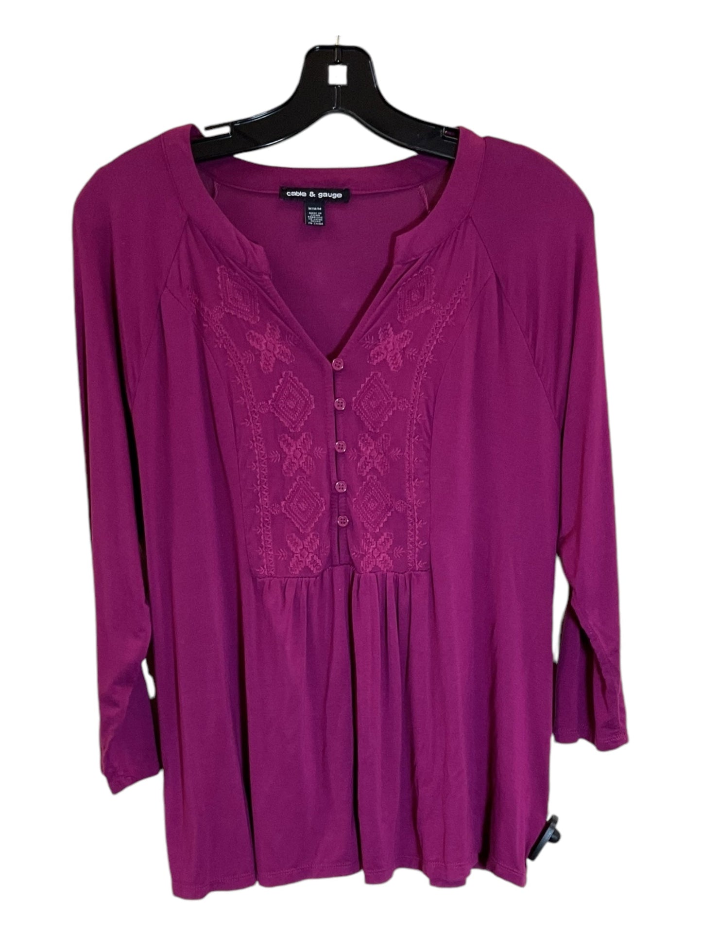 Top Long Sleeve By Cable And Gauge In Purple, Size: M