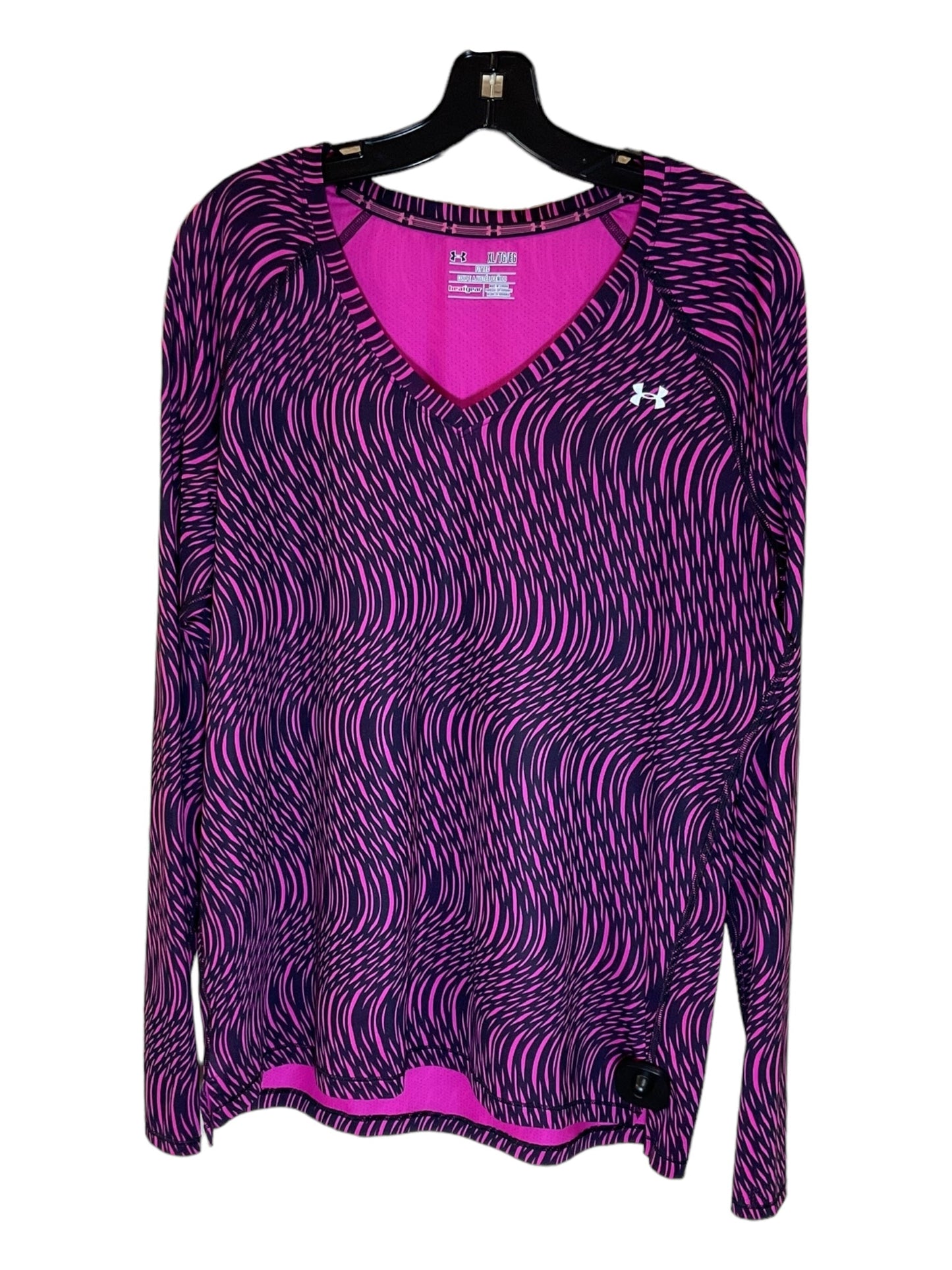 Black & Pink Athletic Top Long Sleeve Collar Under Armour, Size Xl