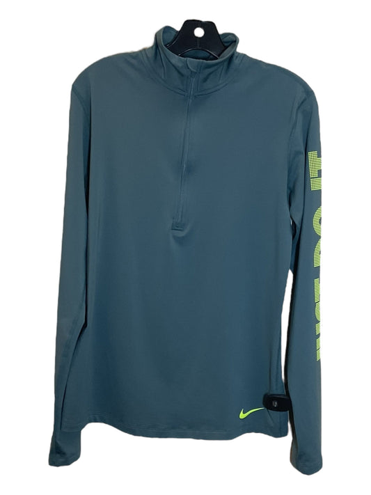 Green Athletic Top Long Sleeve Collar Nike Apparel, Size L