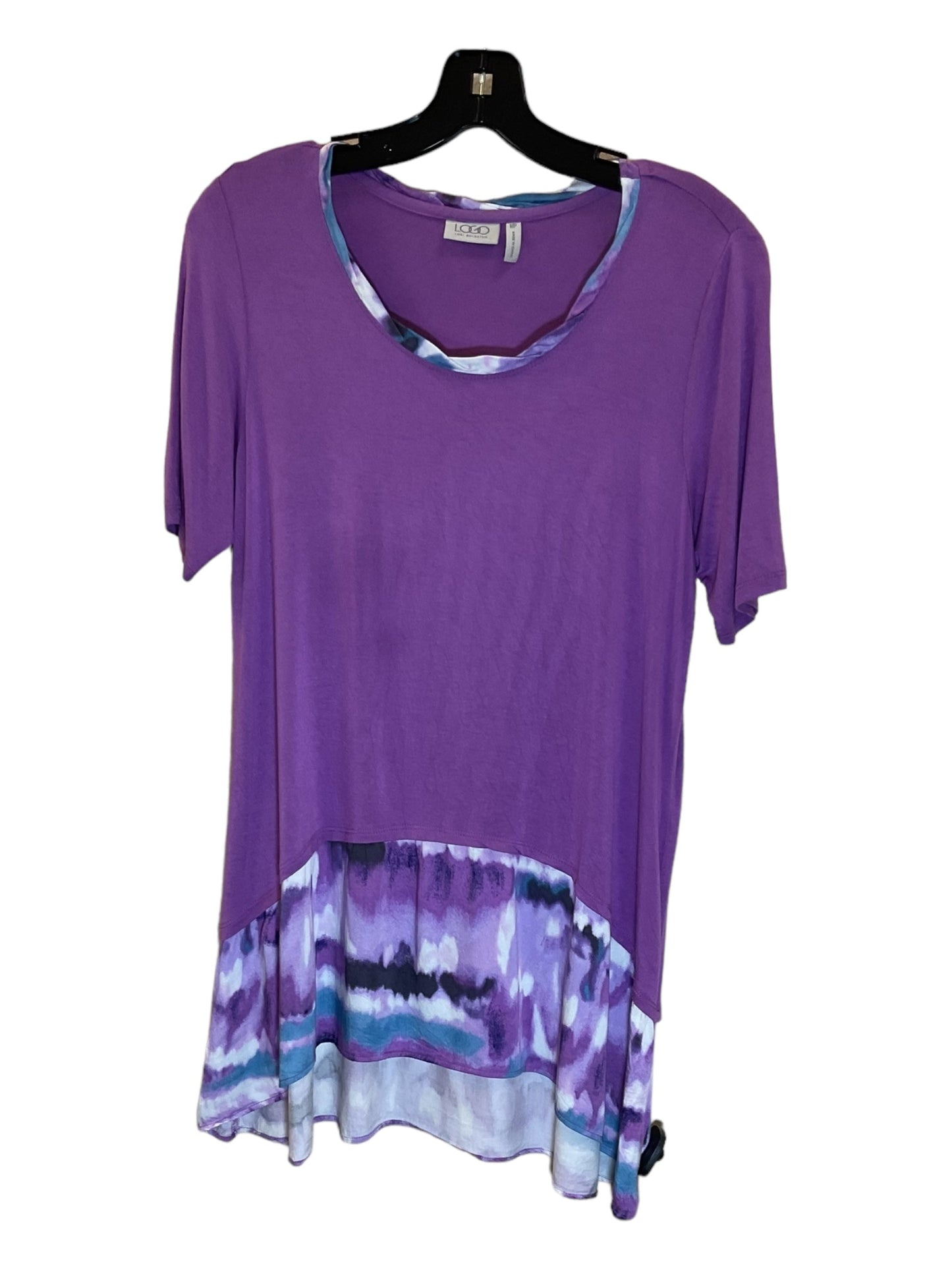 Purple Tunic Short Sleeve Logo, Size Petite  Medium