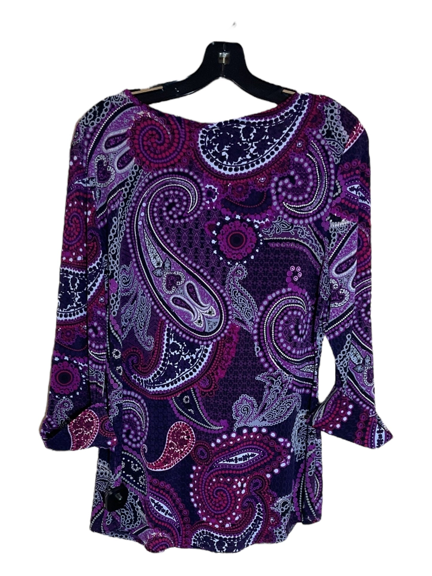 Top 3/4 Sleeve By Roz And Ali In Purple, Size: L