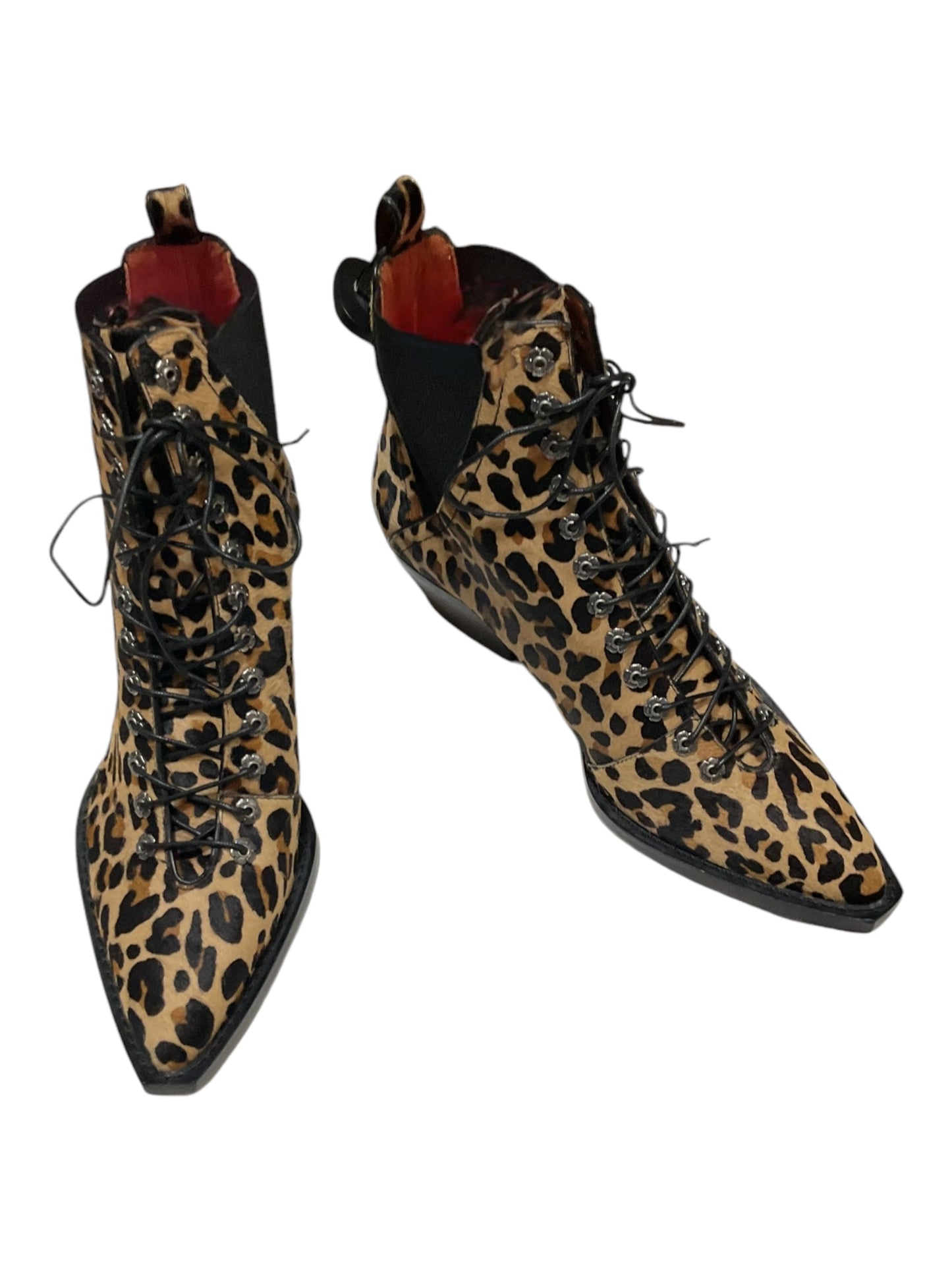 Boots Ankle Heels By Coach In Animal Print, Size: 7