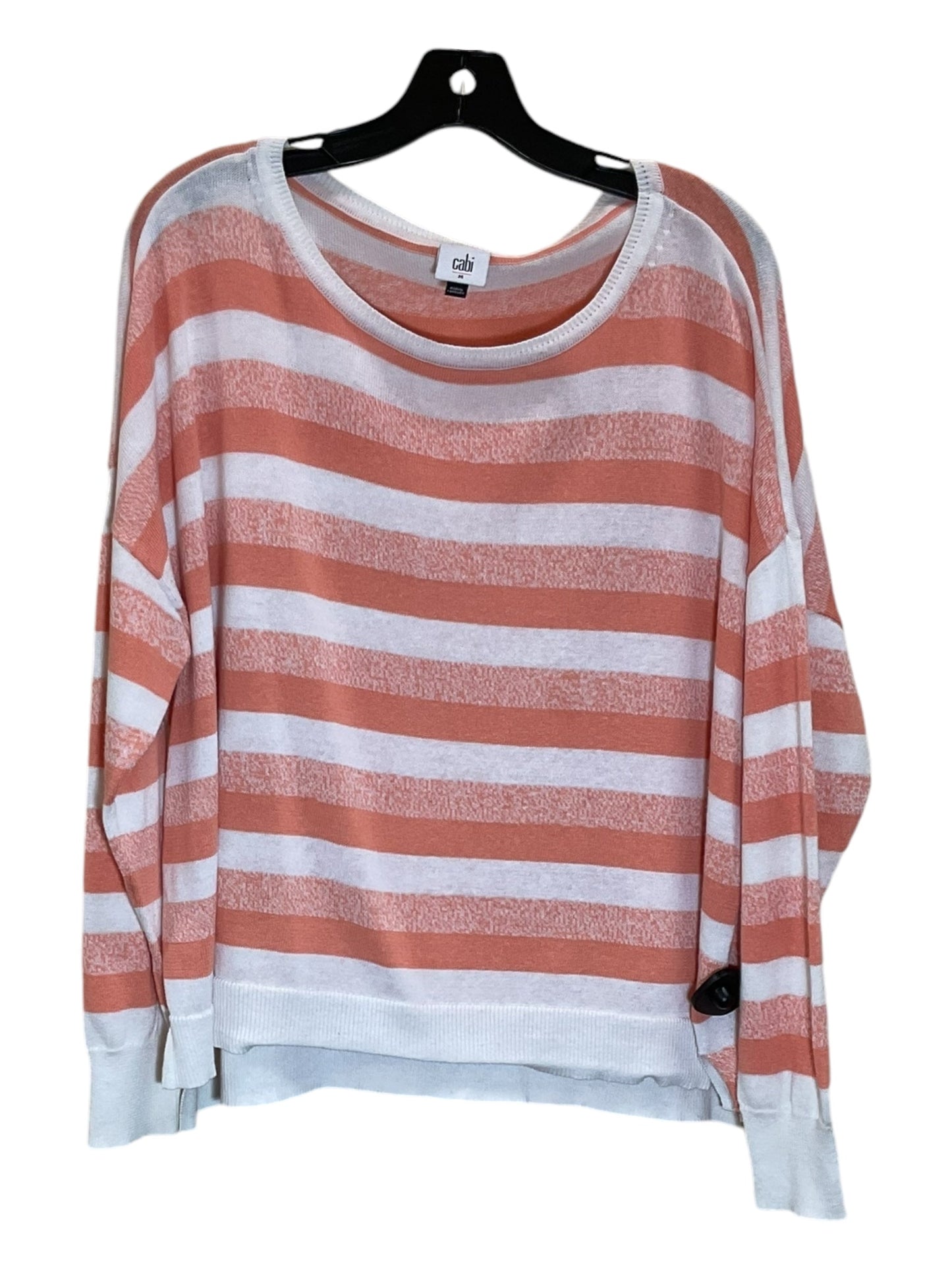 Sweater By Cabi In Orange & White, Size: M