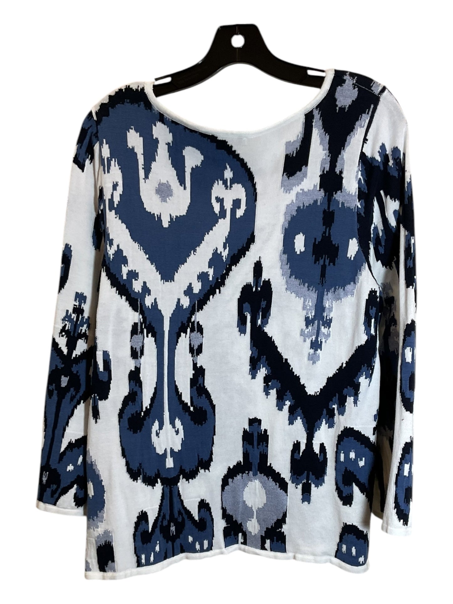 Top Long Sleeve By Chicos In Blue & White, Size: L