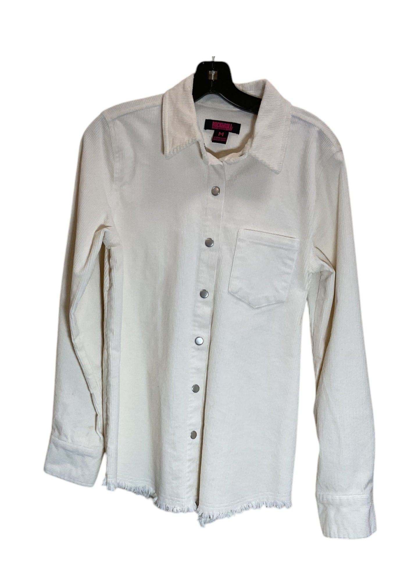 Jacket Shirt By Clothes Mentor In Cream, Size: M