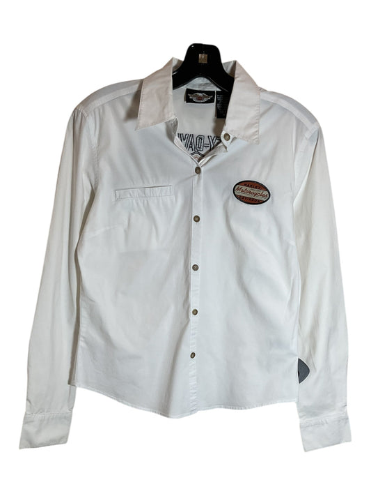 Blouse Long Sleeve By Harley Davidson In White, Size: M