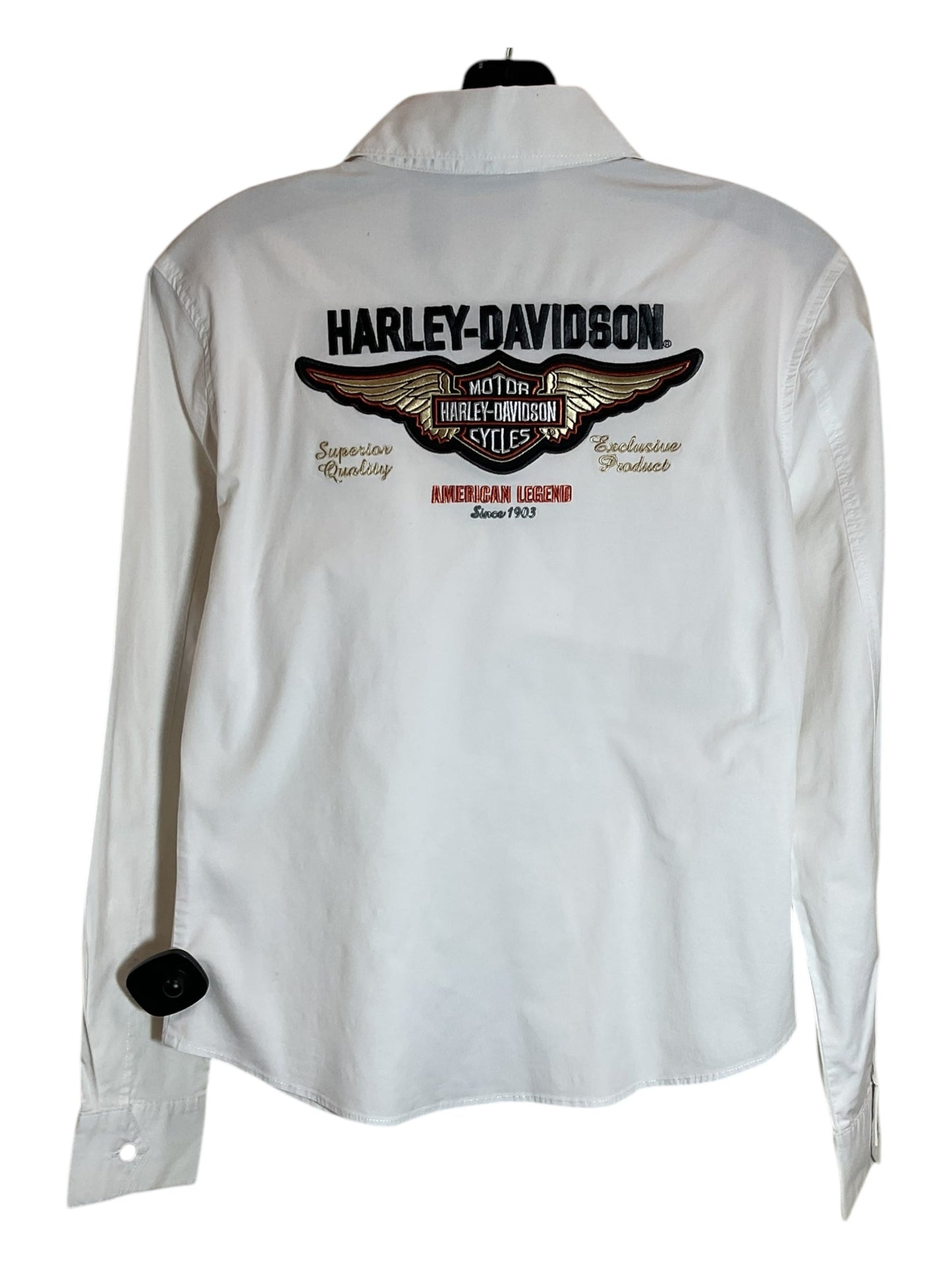 Blouse Long Sleeve By Harley Davidson In White, Size: M