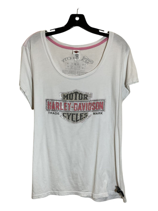 Top Short Sleeve By Harley Davidson In White, Size: 2x