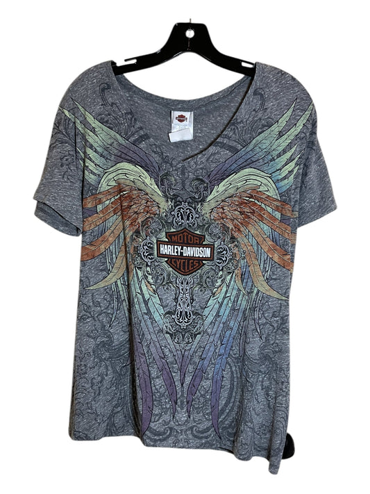 Top Short Sleeve By Harley Davidson In Grey, Size: 2x