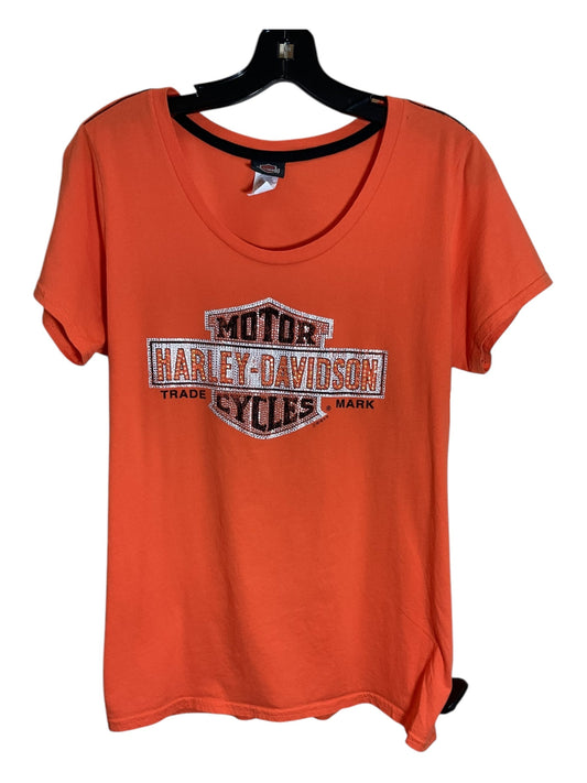 Top Short Sleeve By Harley Davidson In Orange, Size: Xl