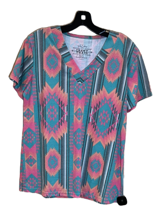 Multi-colored Top Short Sleeve Crazy Train, Size M