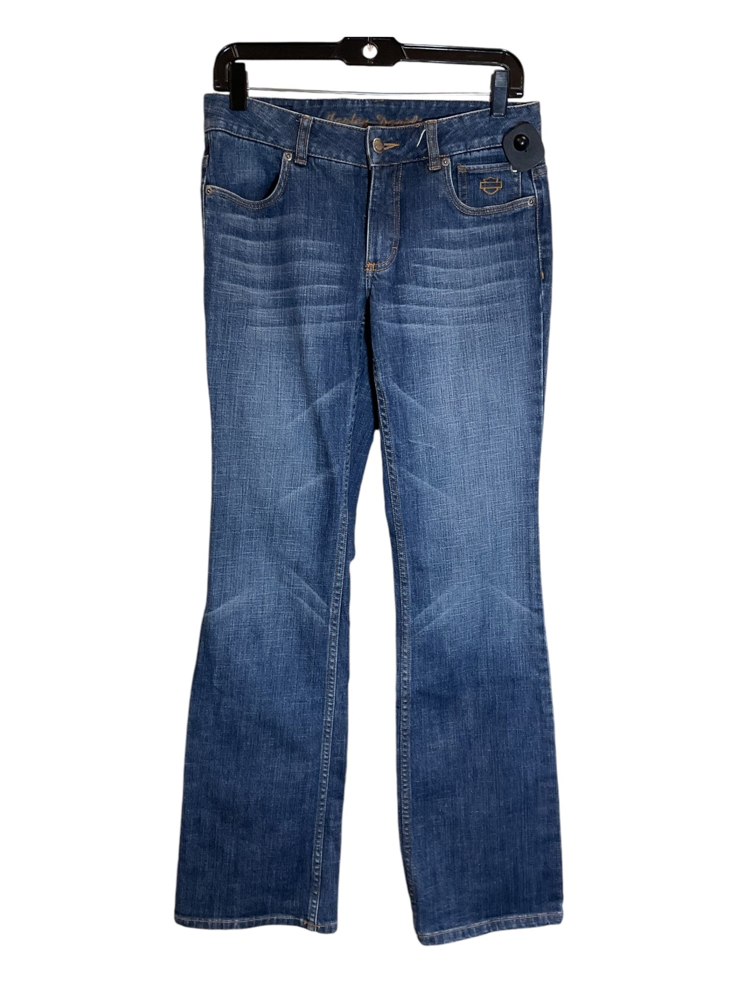 Jeans Boot Cut By Harley Davidson In Blue Denim, Size: 4