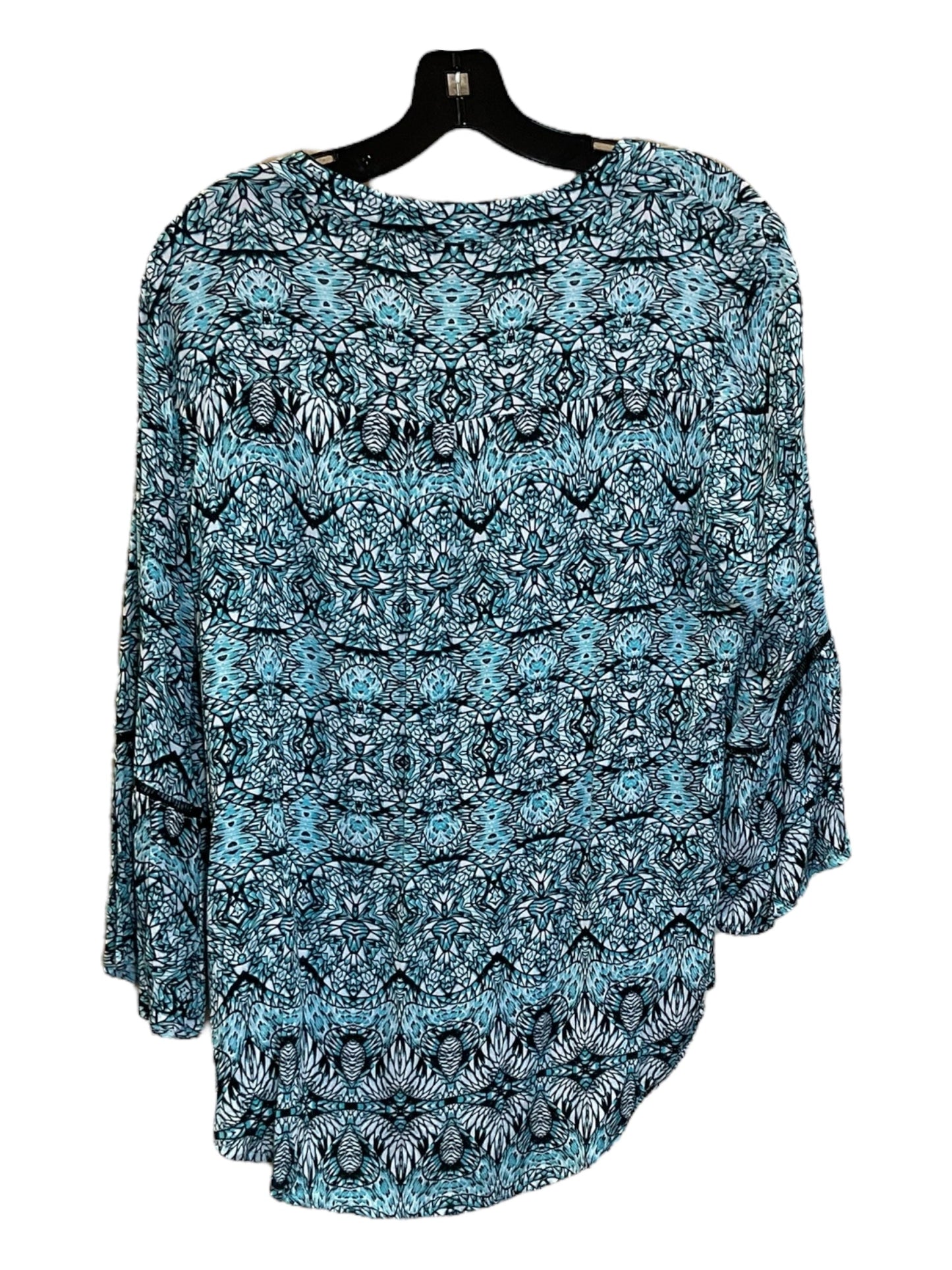 Black & Blue Tunic 3/4 Sleeve Tribal, Size L