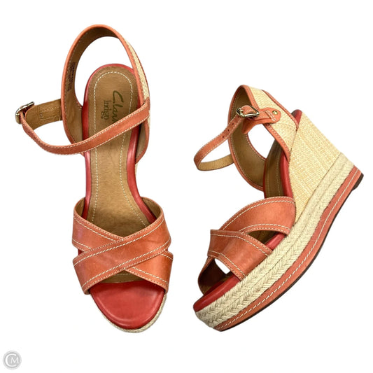 Sandals Heels Wedge By Clarks In Coral, Size: 9